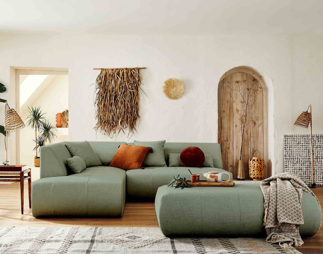 Onyx - canapé d'angle gauche modulable 5 places - en tissu