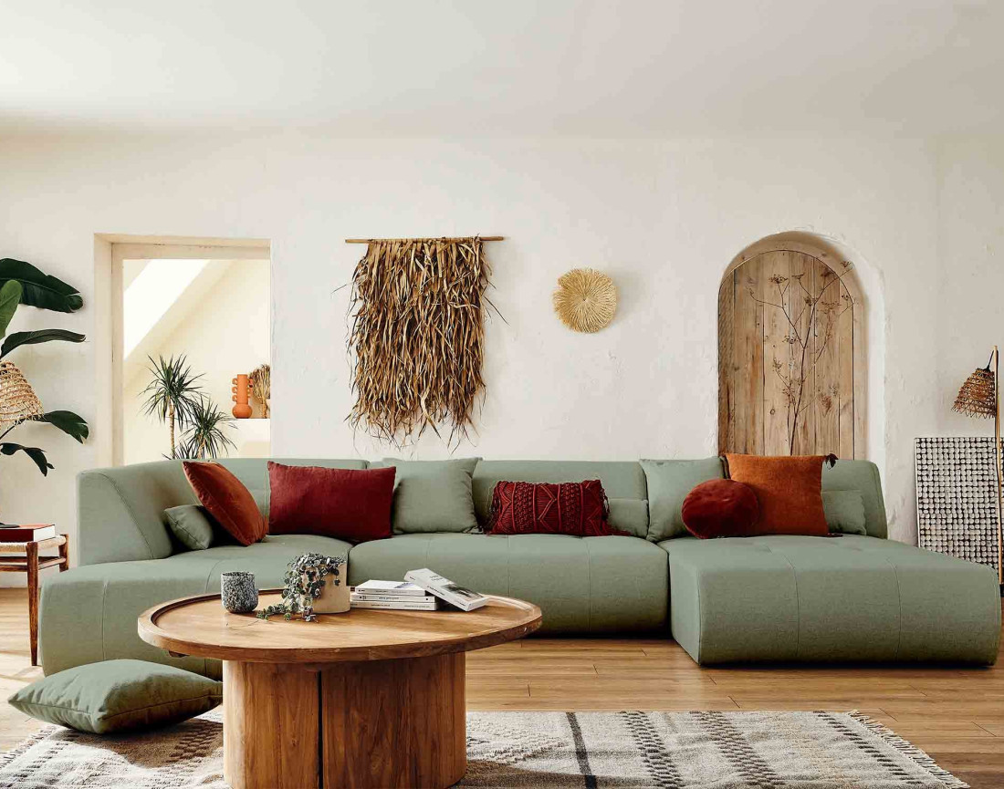 Canapé modulable panoramique d'angle gauche 7 places - en tissu - Onyx