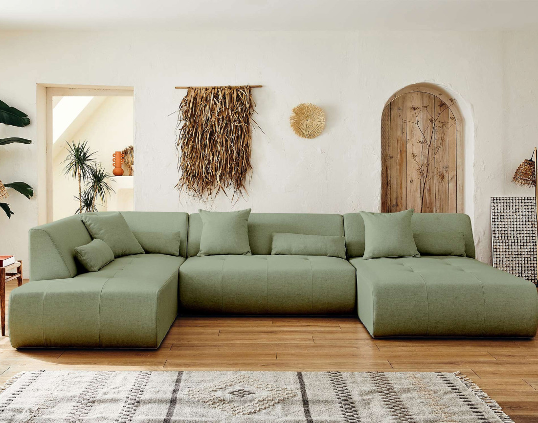 Canapé modulable panoramique d'angle gauche 7 places - en tissu - Onyx