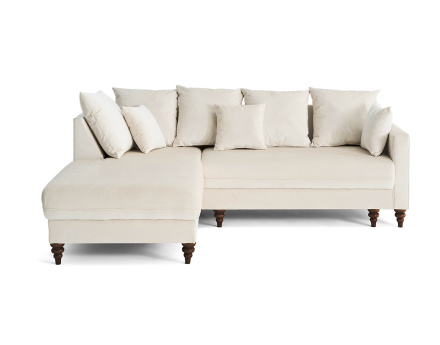 Canapé d'angle gauche 4 places convertible en velours Flamingo