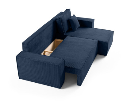 Canapé d'angle réversible 4 places - convertible avec coffre - en velours côtelé - Cezanne