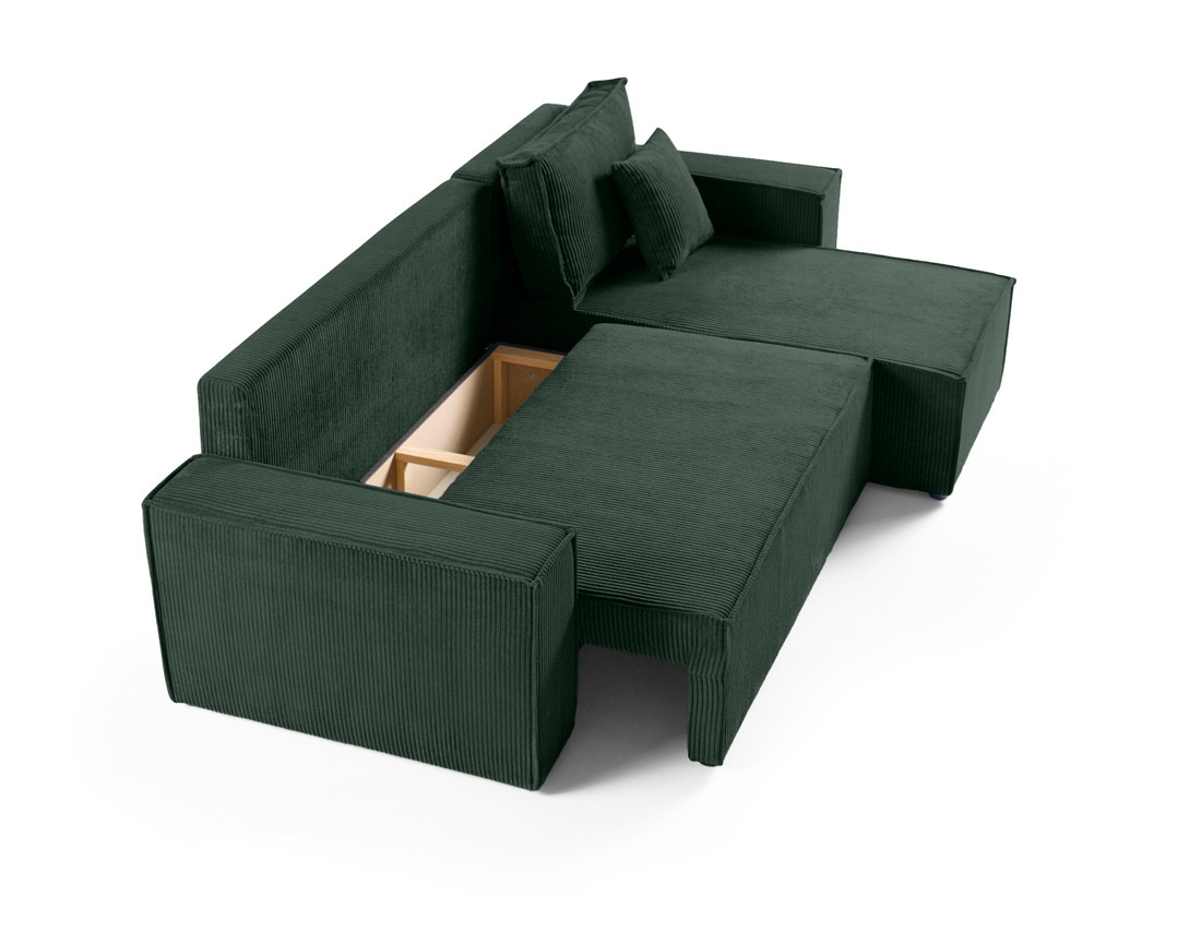 Canapé d'angle réversible 4 places - convertible avec coffre - en velours côtelé - Cezanne