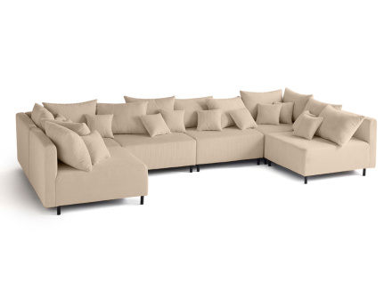 Canapé panoramique modulable 6 places en velours côtelé Edinburg