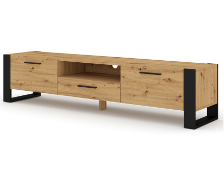 Meuble TV bois et noir 200 cm Donnely