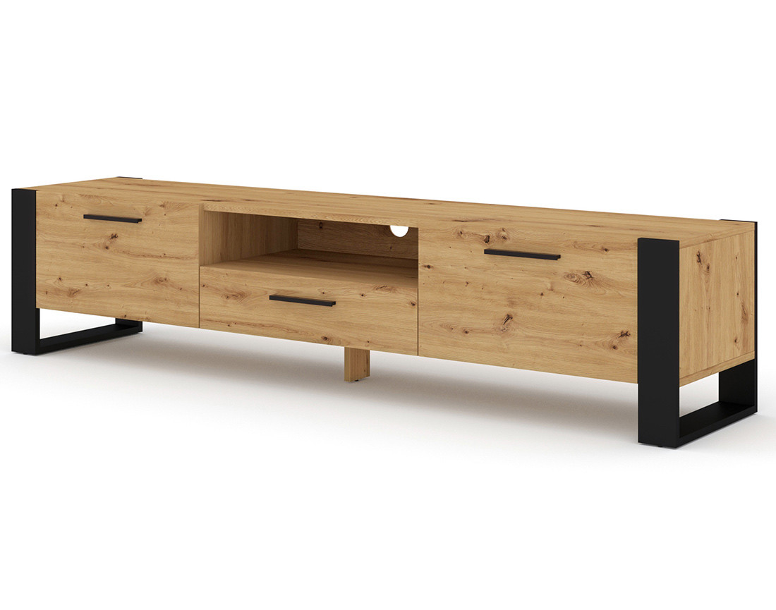Meuble TV bois et noir 200 cm Donnely