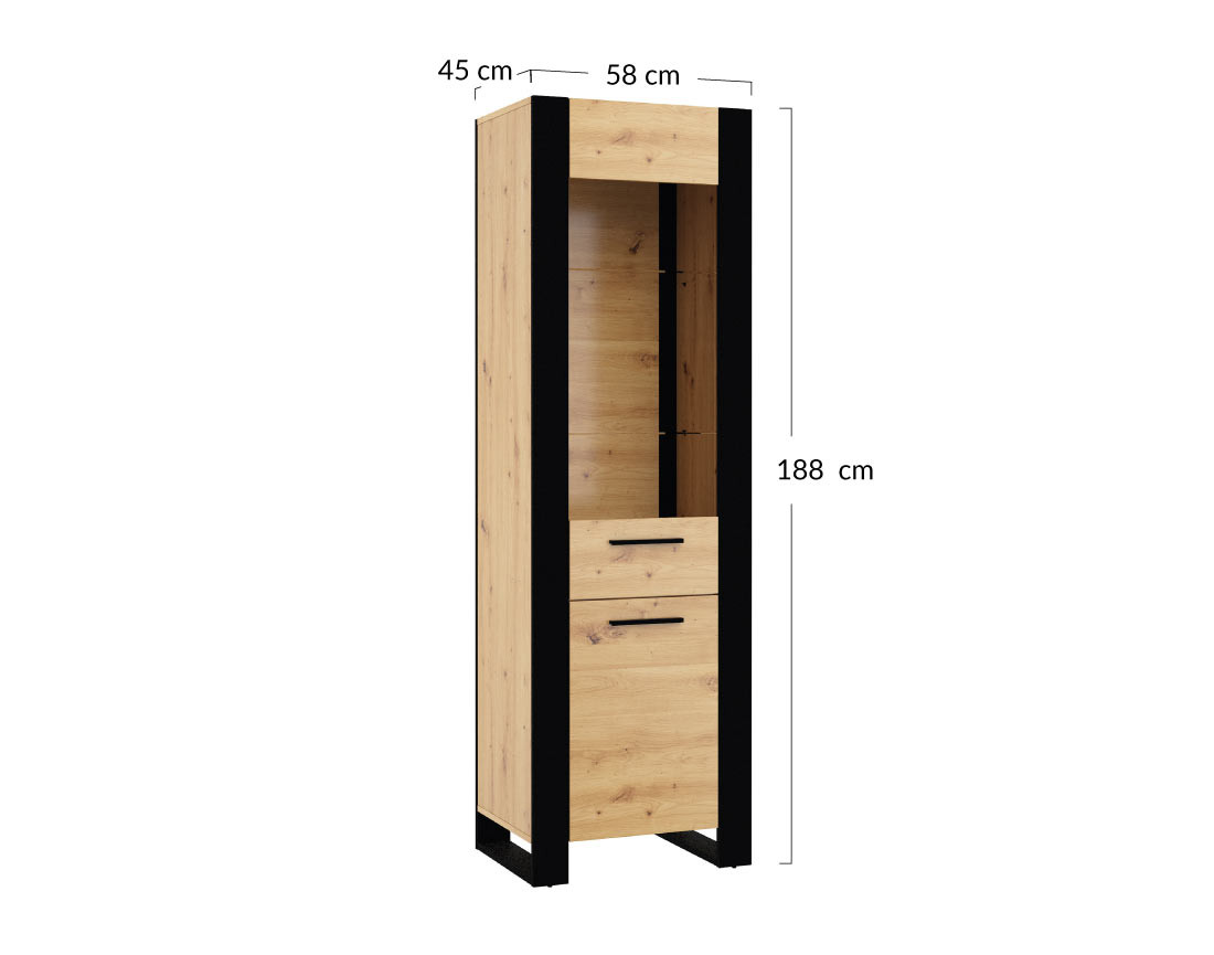 Vitrine bois et noir 188 cm Donnely