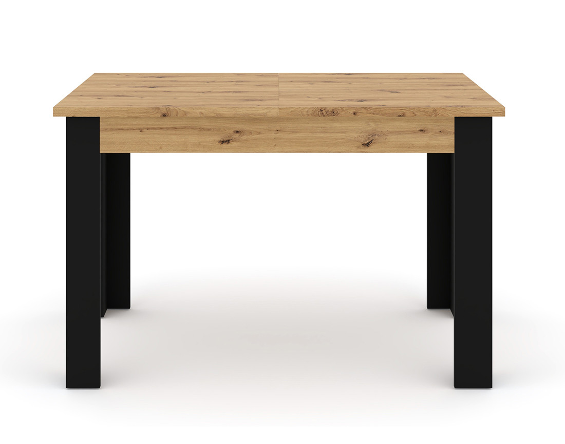 Table à manger extensible bois et noir 120 à 160 cm Donnely