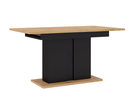Table à manger extensible bois et noir pied central 140 à 200 cm Donnely