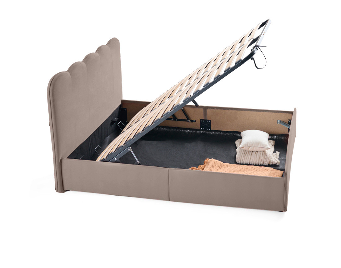 Lit coffre 160x200 cm avec sommier inclus en velours Kahlo