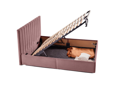 Klimt - lit coffre - 140x190 - en velours - sommier inclus Bestmobilier