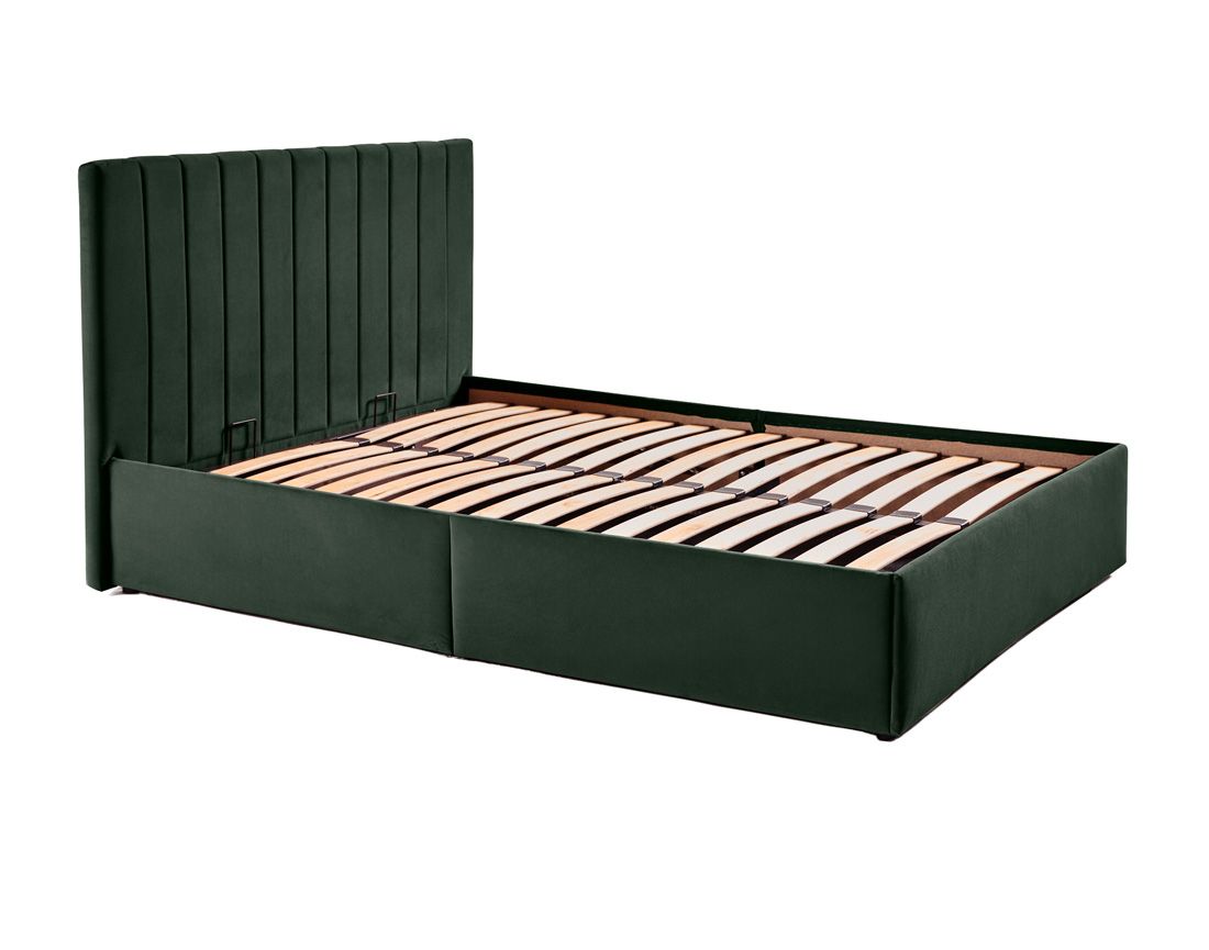 Klimt - lit coffre - 140x190 - en velours - sommier inclus Bestmobilier