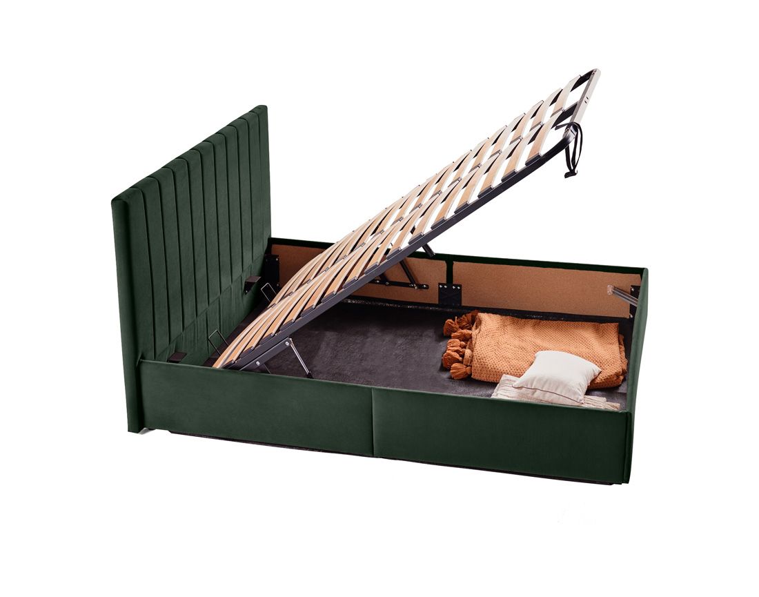 Klimt - lit coffre - 140x190 - en velours - sommier inclus Bestmobilier