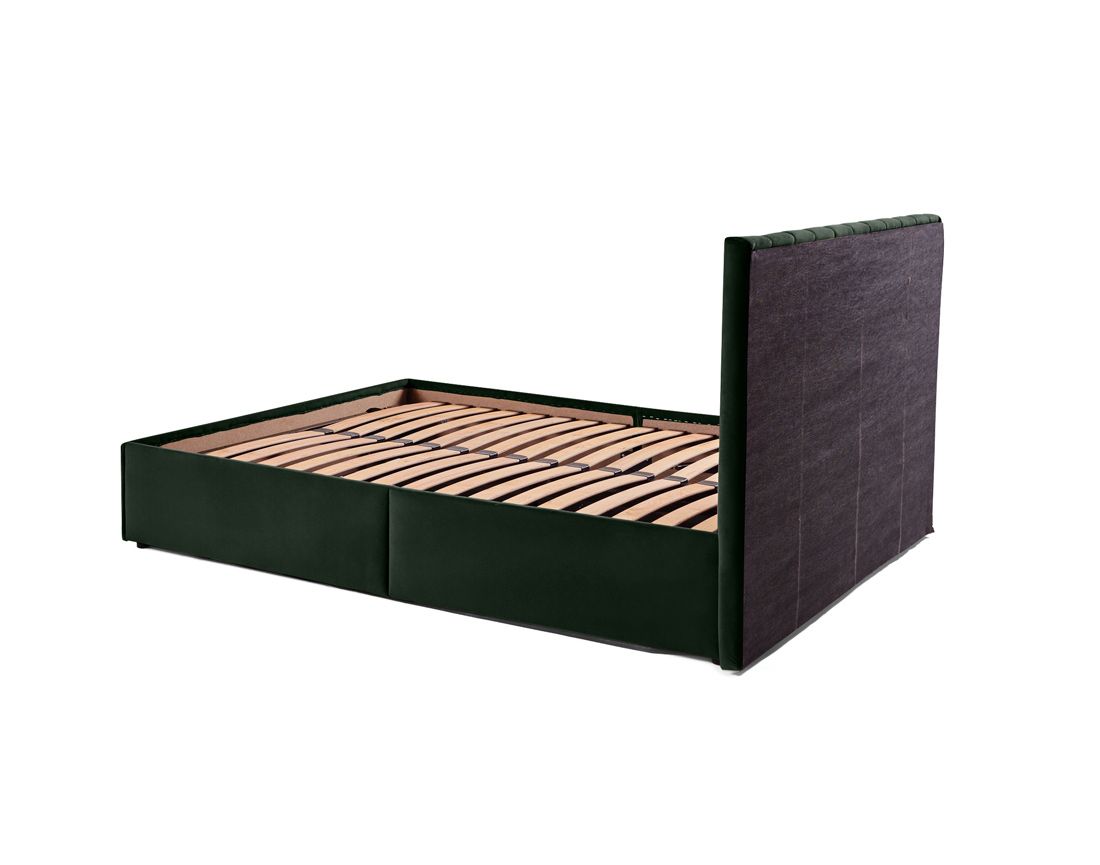 Klimt - lit coffre - 140x190 - en velours - sommier inclus Bestmobilier