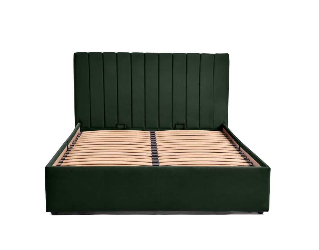 Klimt - lit coffre - 140x190 - en velours - sommier inclus Bestmobilier