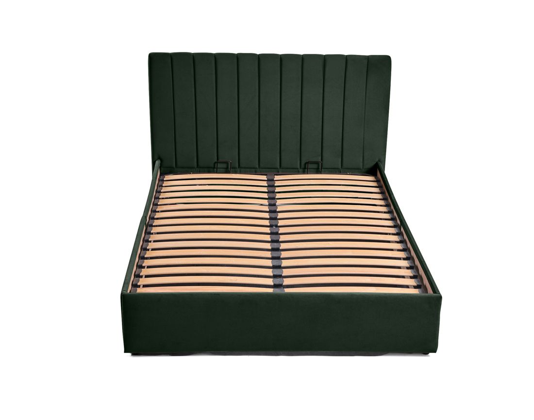 Klimt - lit coffre - 140x190 - en velours - sommier inclus Bestmobilier