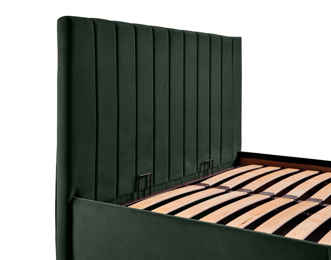 Klimt - lit coffre - 140x190 - en velours - sommier inclus Bestmobilier