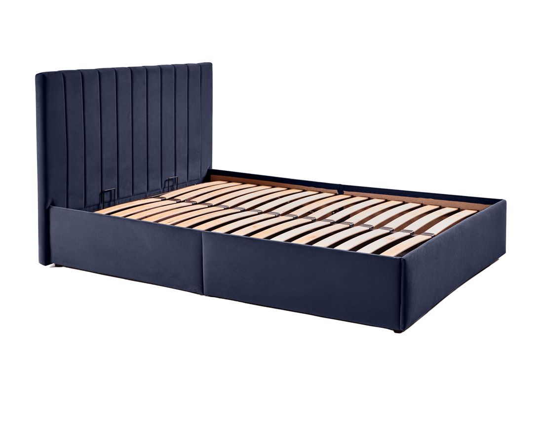 Klimt - lit coffre - 140x190 - en velours - sommier inclus Bestmobilier