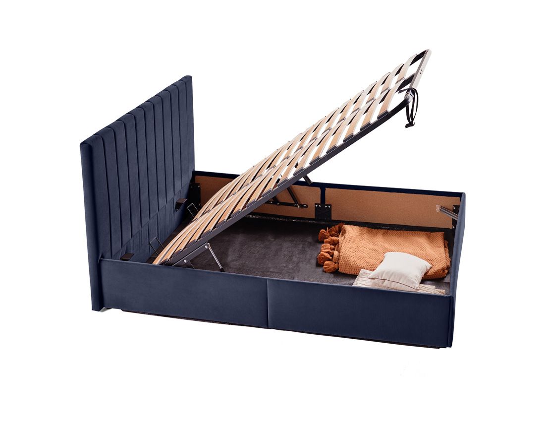 Klimt - lit coffre - 140x190 - en velours - sommier inclus Bestmobilier