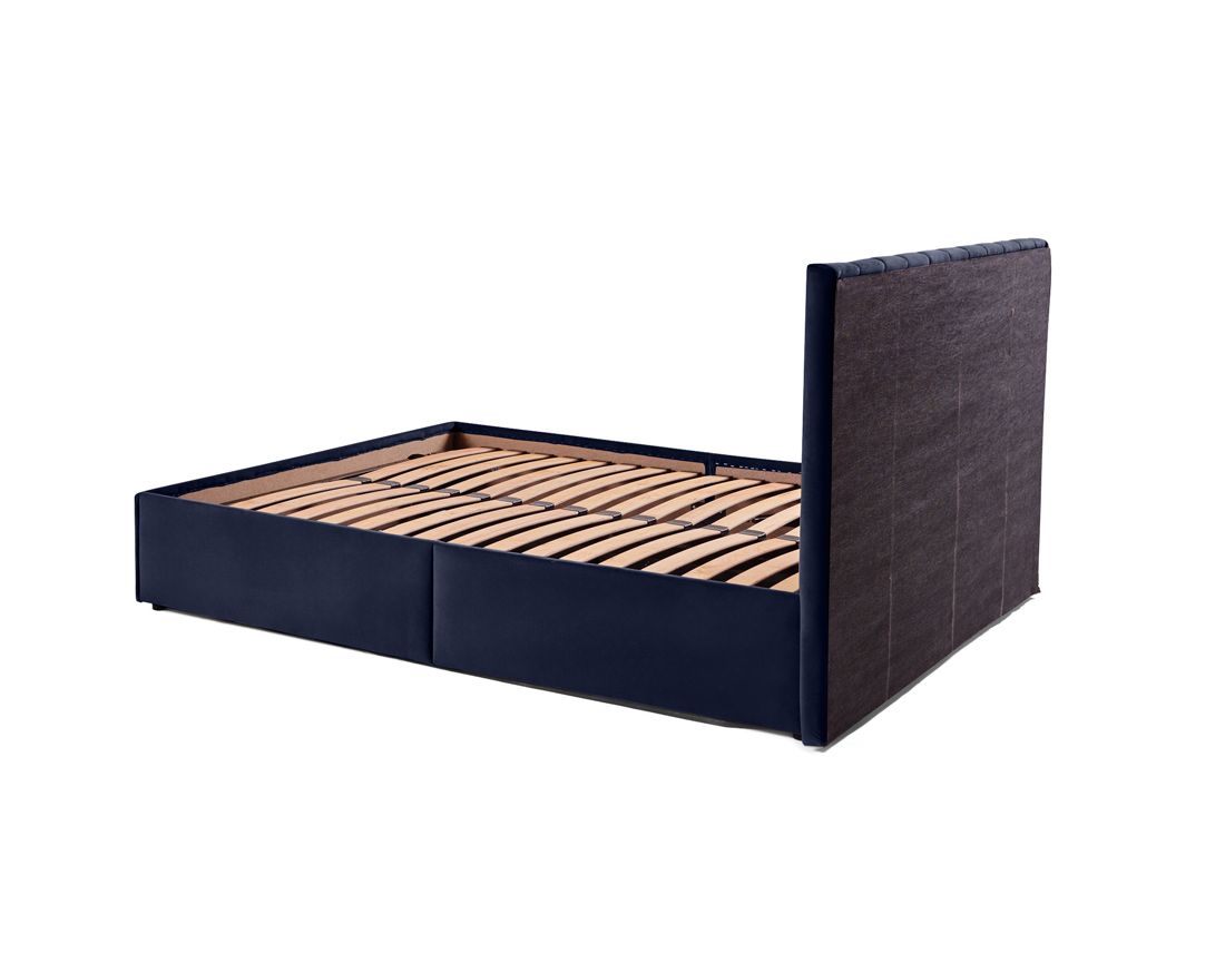 Klimt - lit coffre - 140x190 - en velours - sommier inclus Bestmobilier