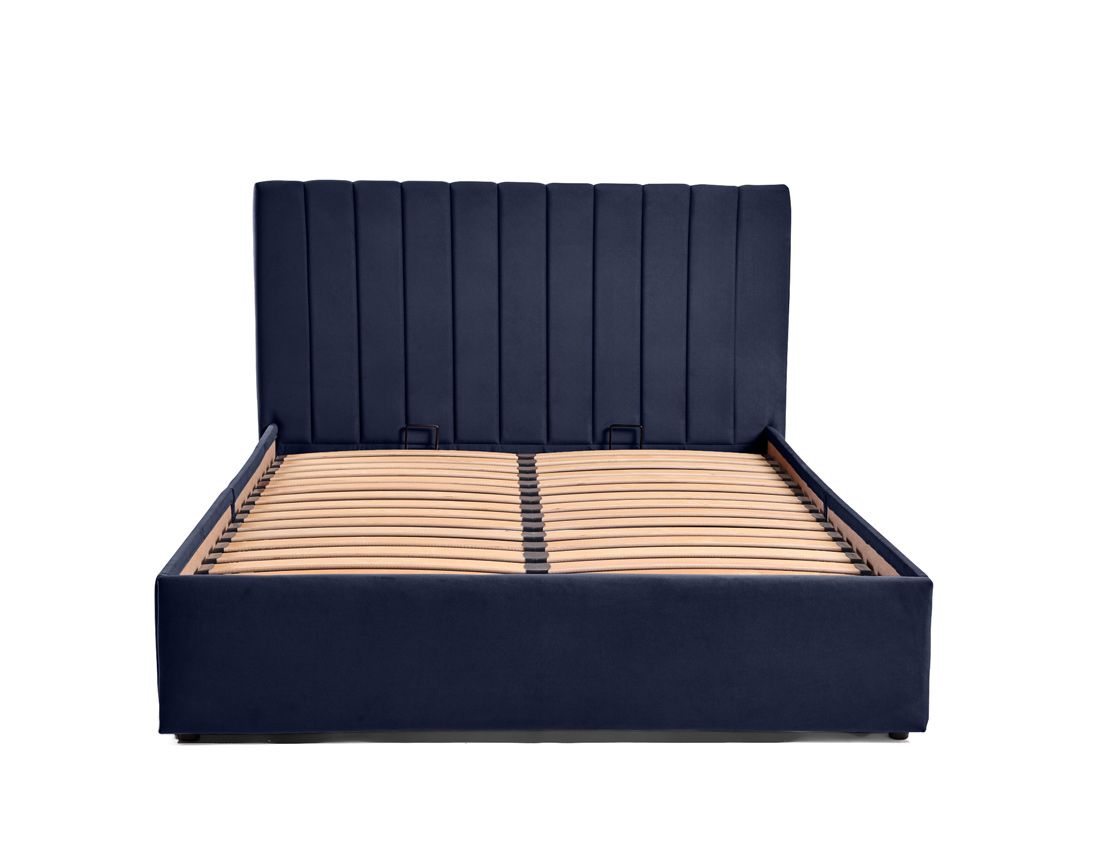 Klimt - lit coffre - 140x190 - en velours - sommier inclus Bestmobilier