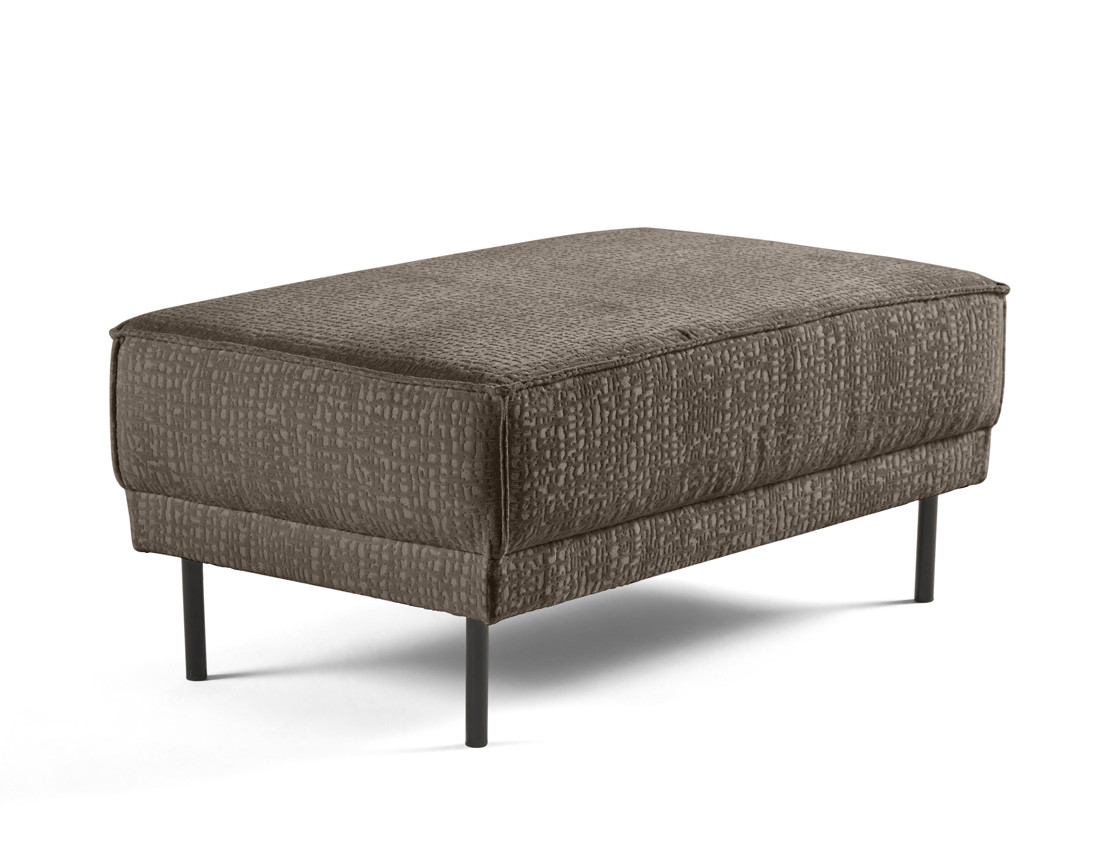 Pouf pieds hauts en tissu velours relief Charlie