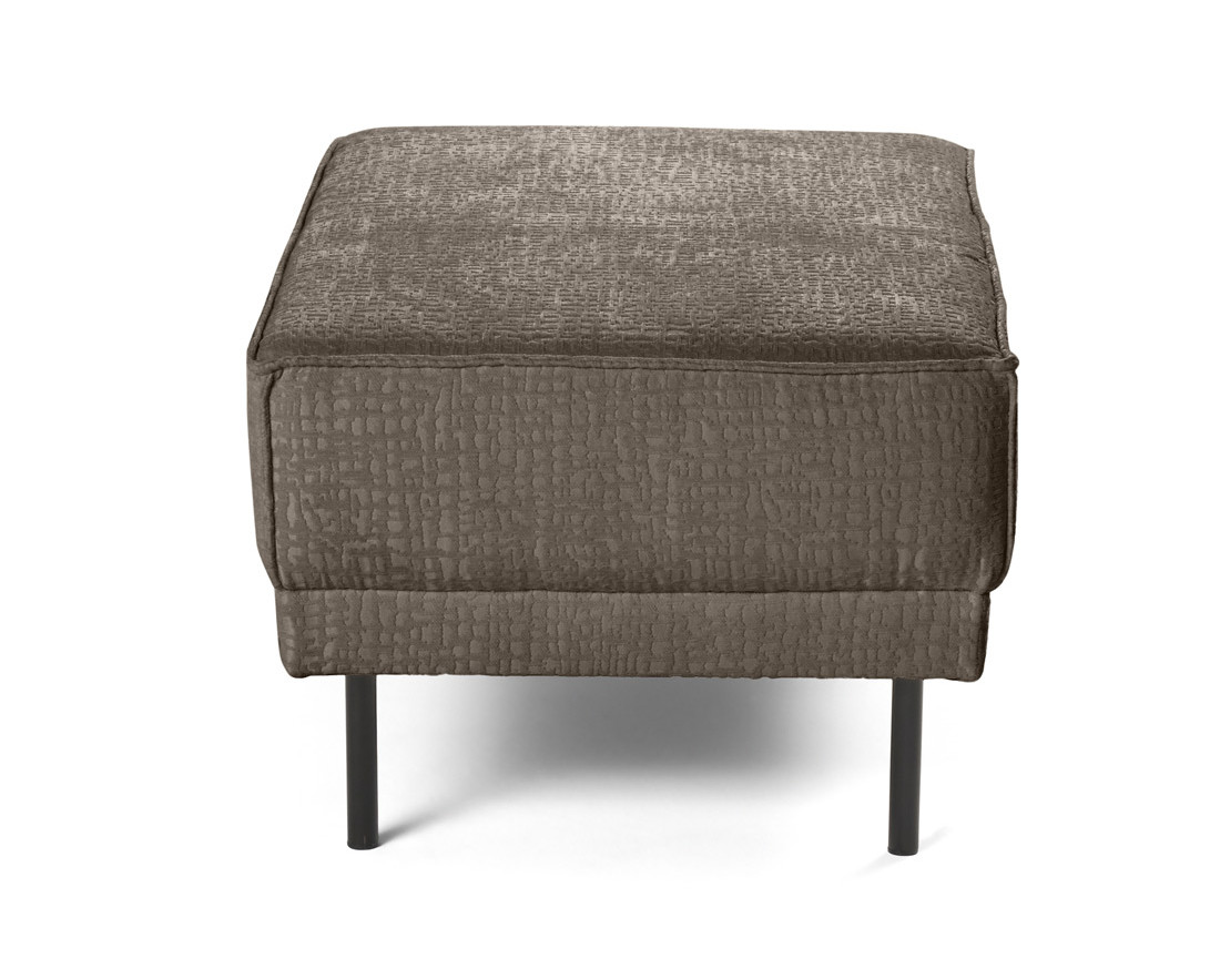 Pouf pieds hauts en tissu velours relief Charlie