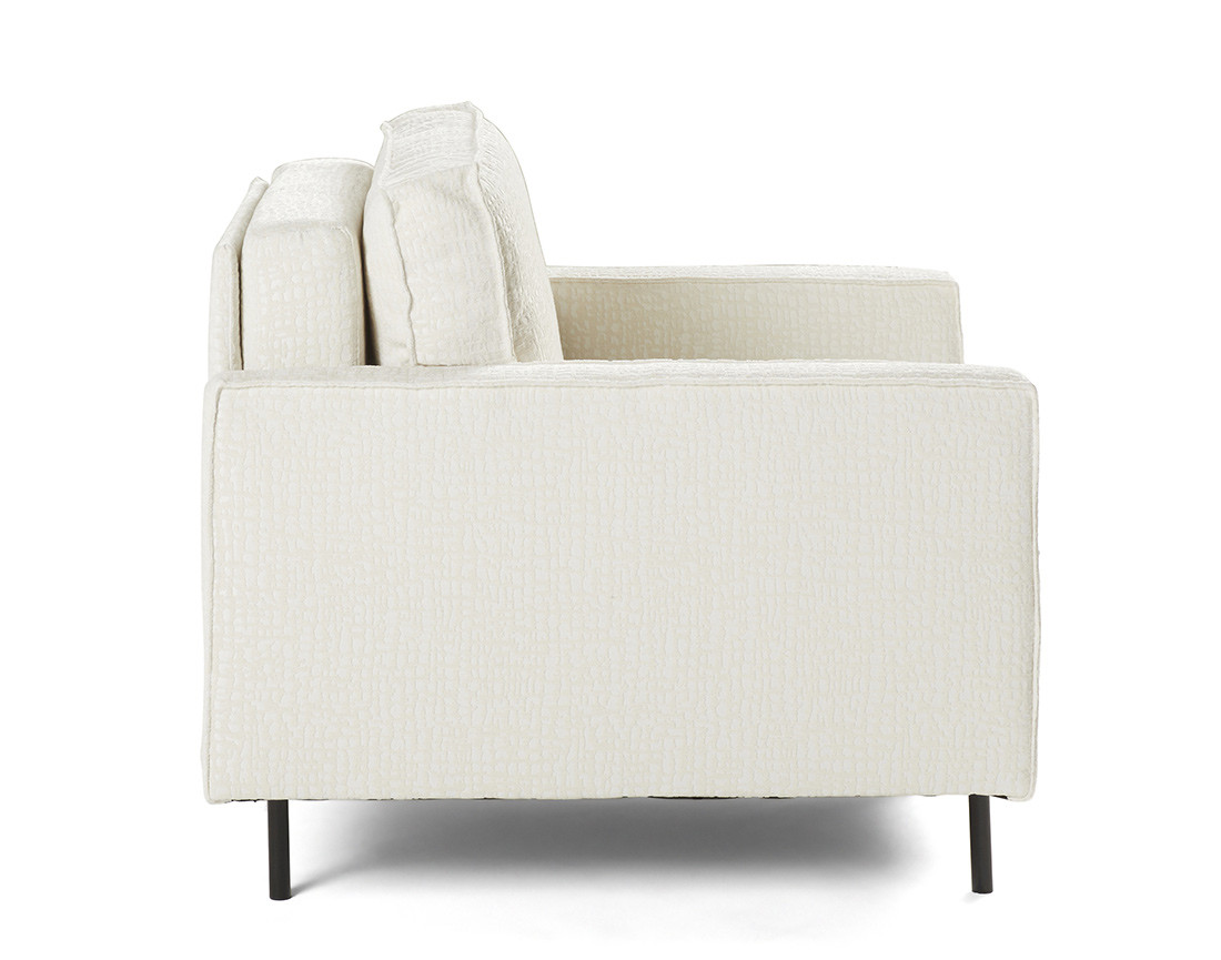 Fauteuil pieds hauts en tissu velours relief Charlie