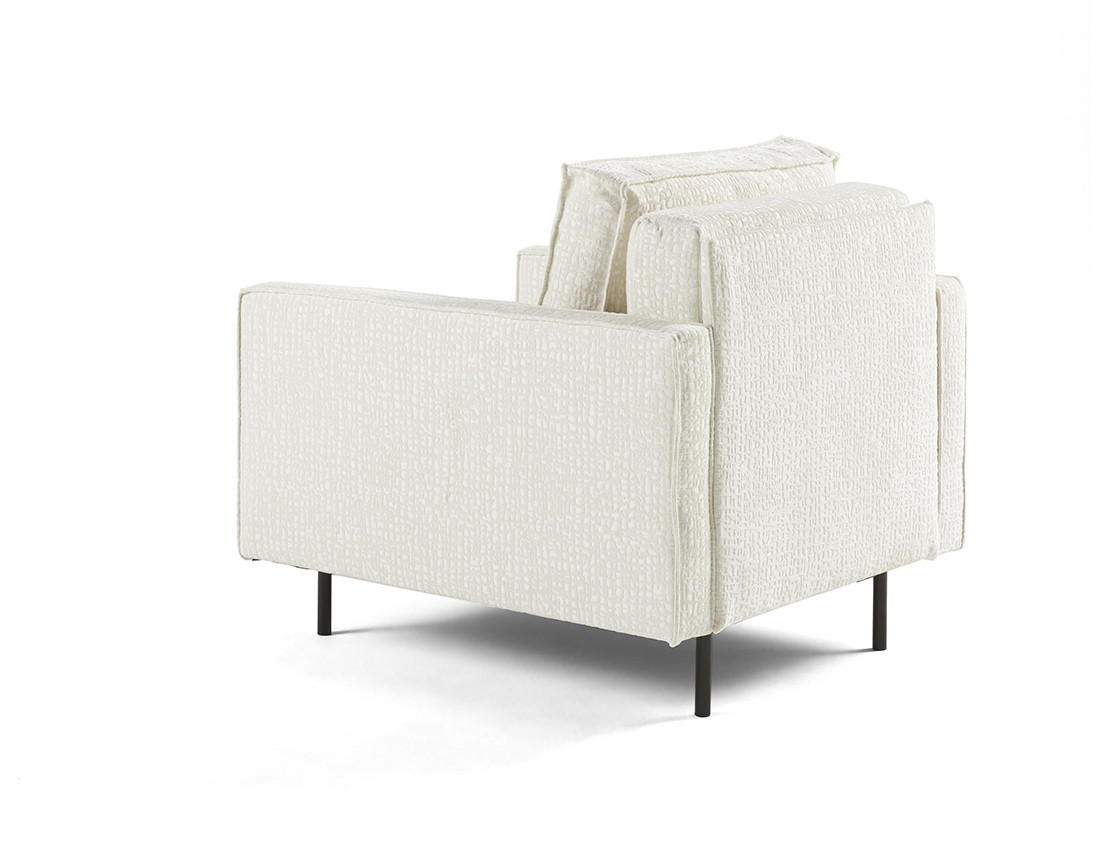 Fauteuil pieds hauts en tissu velours relief Charlie