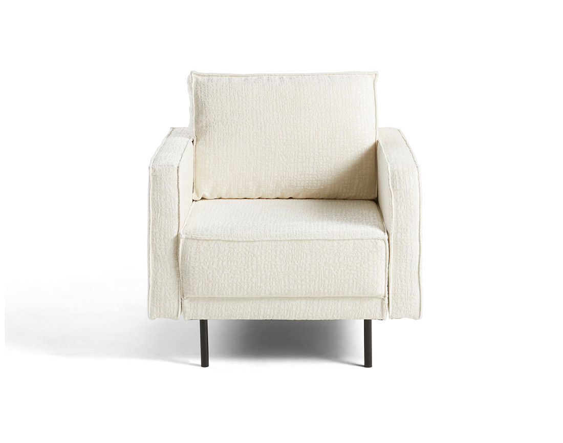 Fauteuil pieds hauts en tissu velours relief Charlie