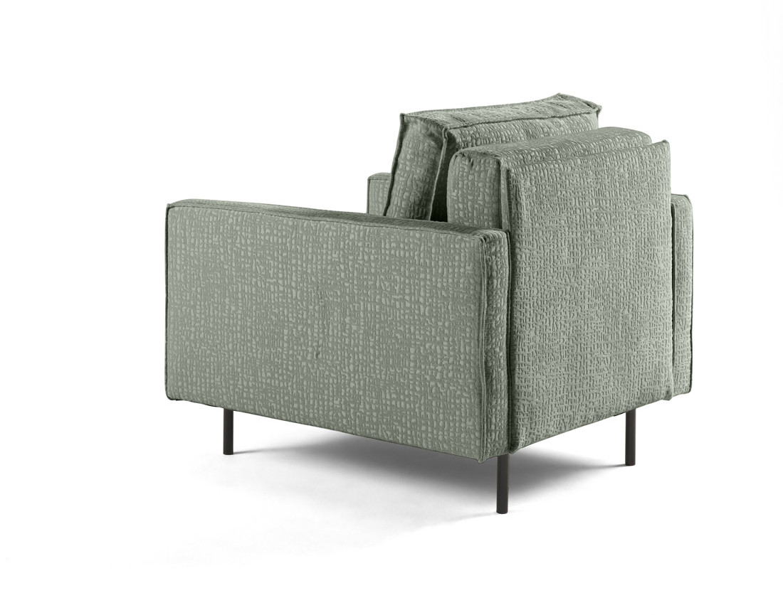 Fauteuil pieds hauts en tissu velours relief Charlie