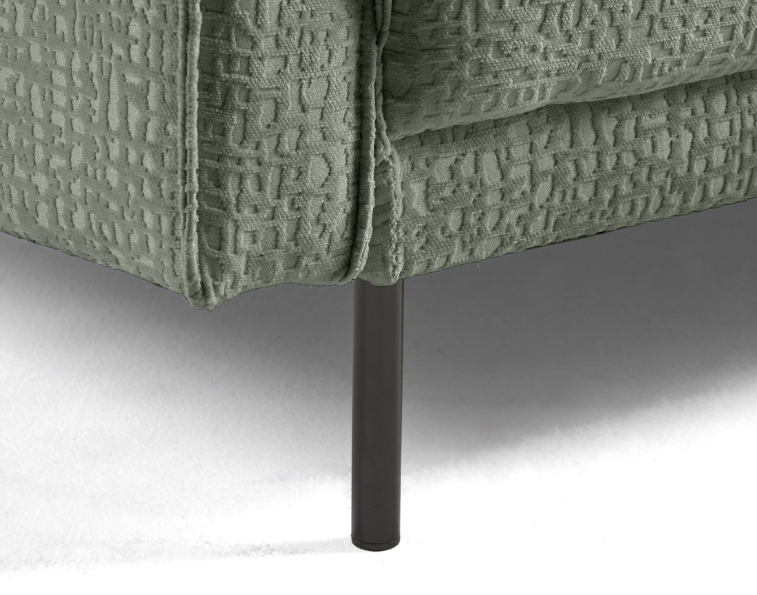 Fauteuil pieds hauts en tissu velours relief Charlie