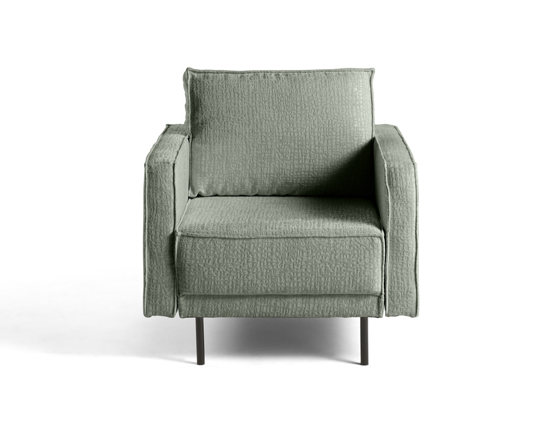 Fauteuil pieds hauts en tissu velours relief Charlie