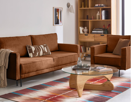 Fauteuil pieds hauts en tissu velours relief Charlie