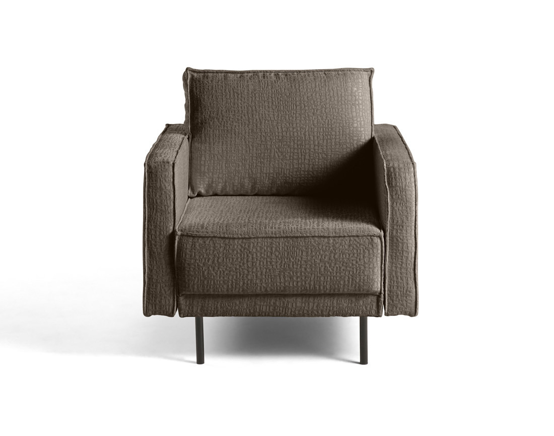 Fauteuil pieds hauts en tissu velours relief Charlie