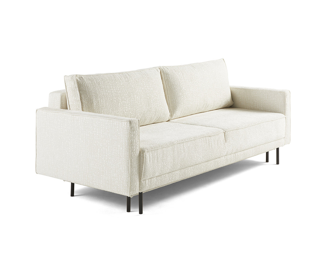 Canapé droit 3 places convertible avec coffre en tissu velours relief Charlie