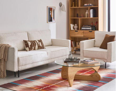 Canapé droit 3 places convertible avec coffre en tissu velours relief Charlie