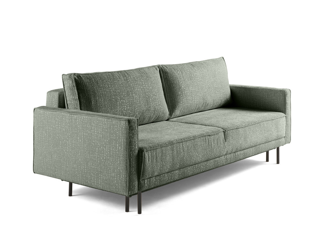 Canapé droit 3 places convertible avec coffre en tissu velours relief Charlie