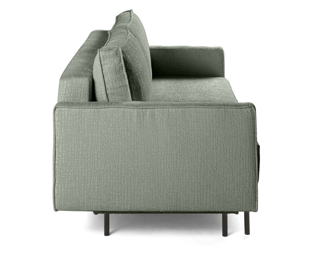 Canapé droit 3 places convertible avec coffre en tissu velours relief Charlie