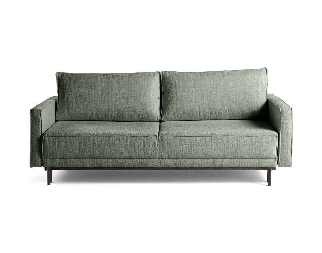 Canapé droit 3 places convertible avec coffre en tissu velours relief Charlie