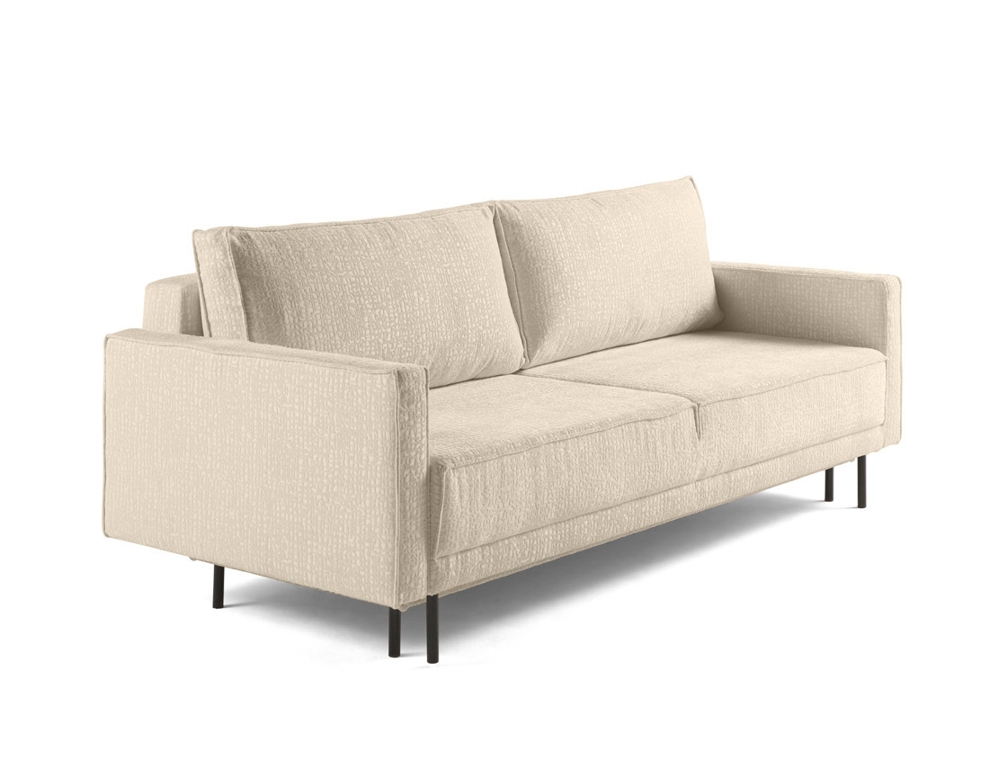 Canapé droit 3 places convertible avec coffre en tissu velours relief Charlie