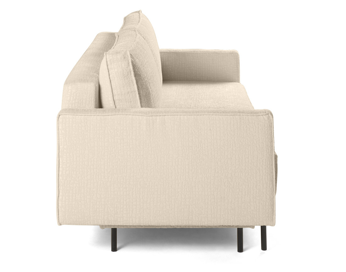 Canapé droit 3 places convertible avec coffre en tissu velours relief Charlie