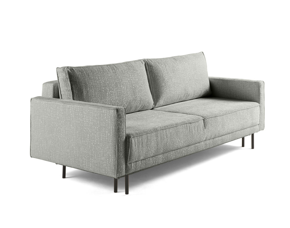 Canapé droit 3 places convertible avec coffre en tissu velours relief Charlie