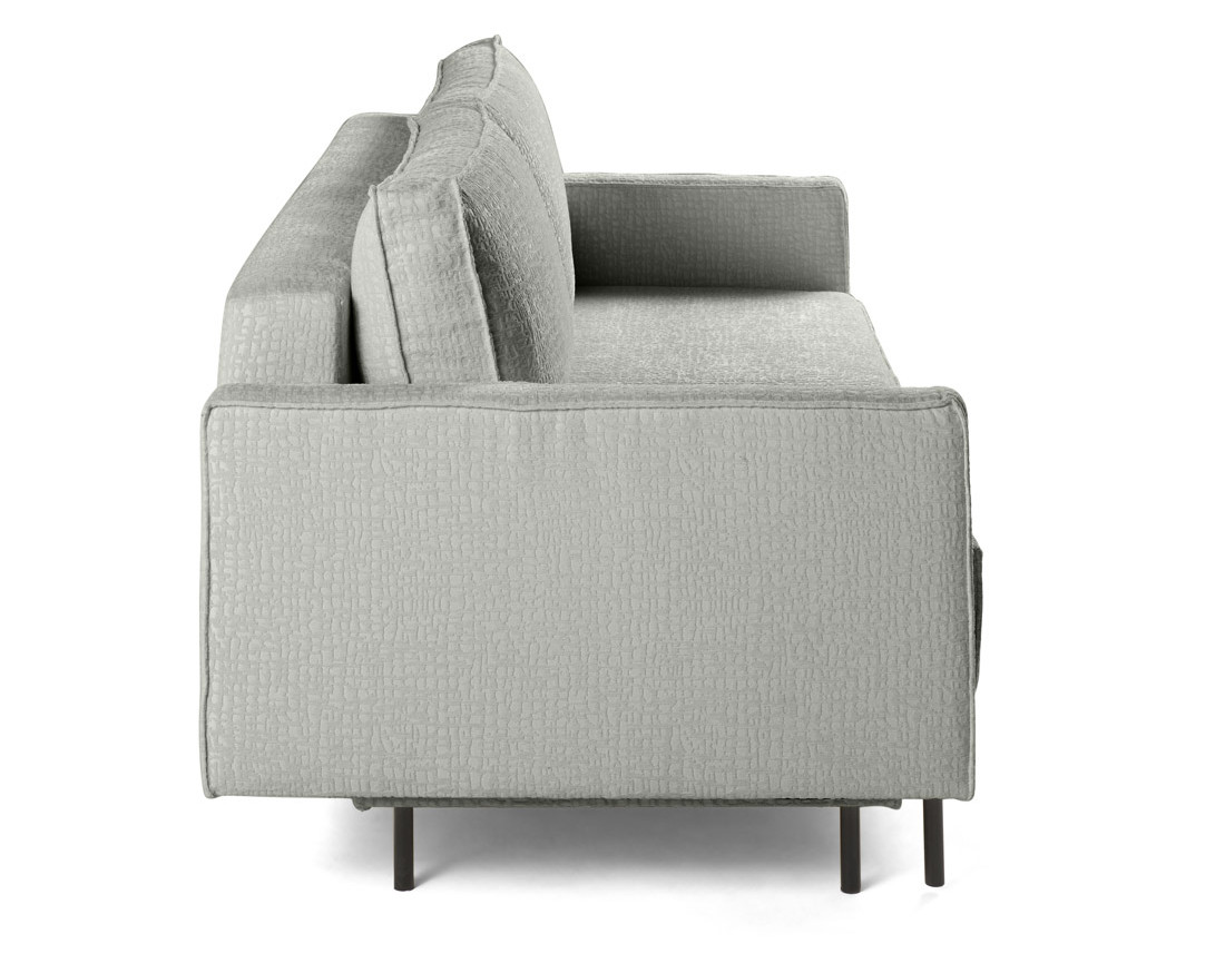 Canapé droit 3 places convertible avec coffre en tissu velours relief Charlie