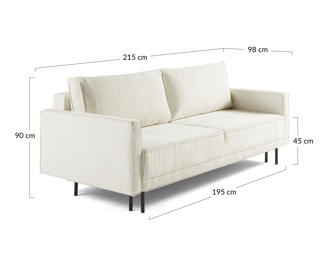Canapé droit 3 places convertible avec coffre en tissu velours relief Charlie