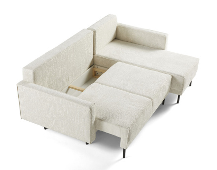 Canapé d'angle convertible avec coffre en tissu velours relief Charlie