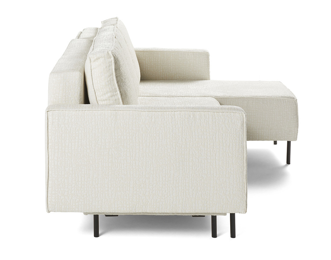 Canapé d'angle convertible avec coffre en tissu velours relief Charlie