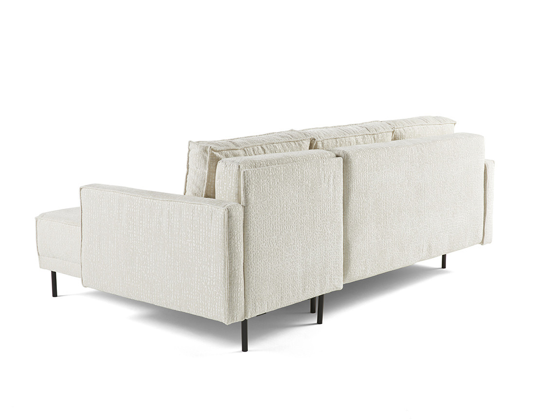 Canapé d'angle convertible avec coffre en tissu velours relief Charlie
