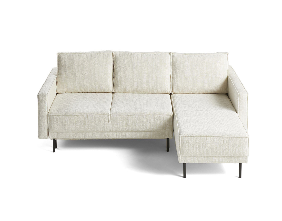 Canapé d'angle convertible avec coffre en tissu velours relief Charlie