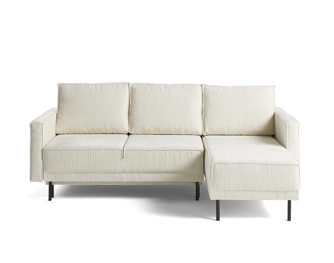 Canapé d'angle convertible avec coffre en tissu velours relief Charlie