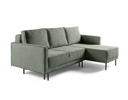 Canapé d'angle convertible avec coffre en tissu velours relief Charlie